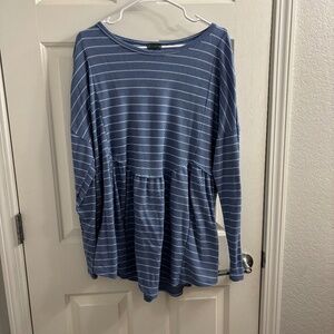Arula Waffle Striped Peplum Shirt Size B